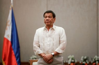 President of the Philippines Rodrigo Duterte looks on during a courtesy call with Association of Southeast Asian Nations.