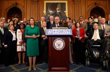 Senate Minority Leader Chuck Schumer (D-New York) speaks at a news conference about President Donald Trump's decision to end the Deferred Action for Childhood Arrivals program at the U.S. Capitol on September 6th, 2017, in Washington, D.C.