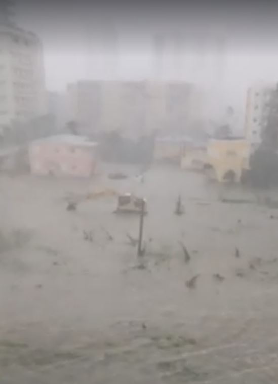 In a video grab from a cell phone, a flooded street is seen as Hurricane Irma moves through Miami, Florida, on September 10th, 2017.