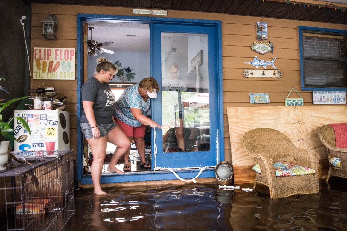 A house is inundated by flood waters caused by Hurricane Irma on September 12th, 2017, near Palatka, Florida.