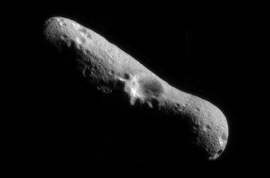 A mosaic image of asteroid Eros.