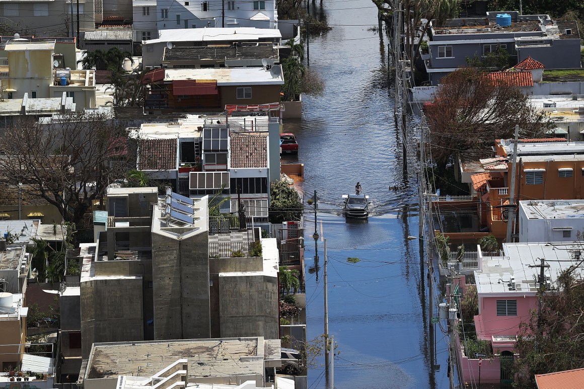 A flooded street San Juan, Puerto Rico, in the aftermath of Hurricane Maria.