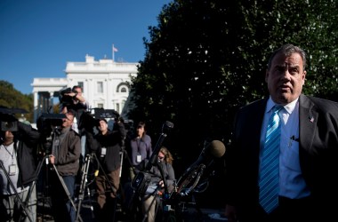 New Jersey Governor Chris Christie speaks to reporters outside the White House in Washington, D.C, on October 26th, 2017.