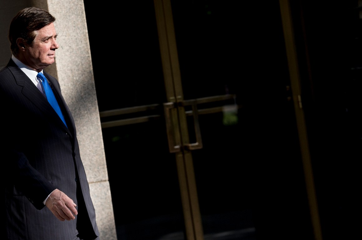 Paul Manafort leaves the E. Barrett Prettyman United States Courthouse after being charged on October 30th, 2017, in Washington, D.C.