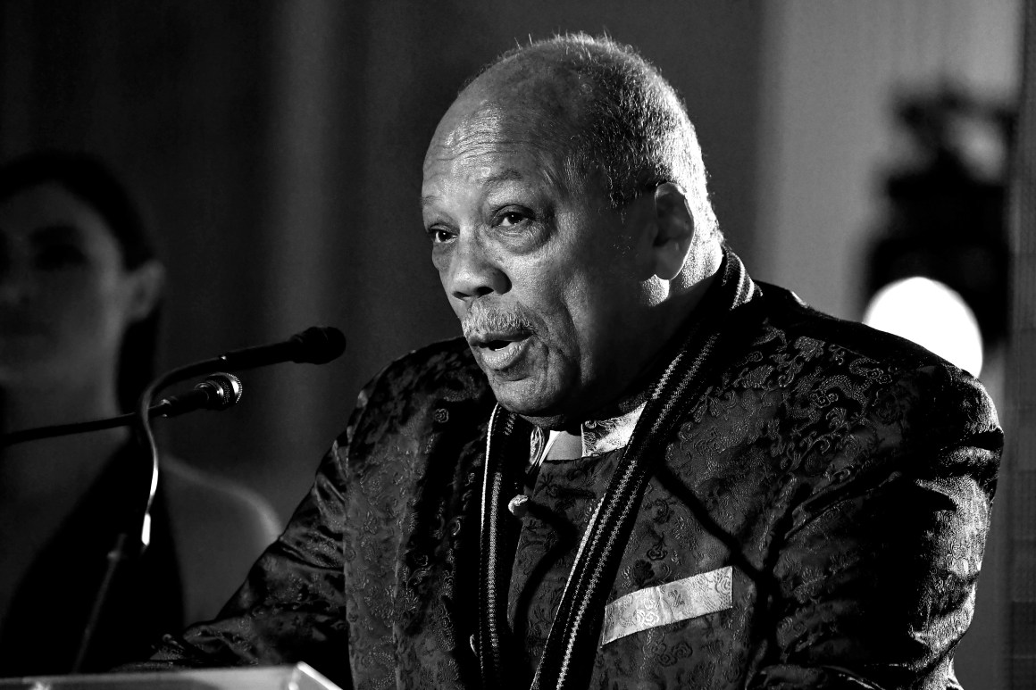 Quincy Jones speaks during Spotify's inaugural Secret Genius Awards.