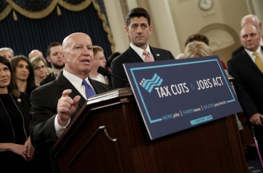 Chairman of the House Ways and Means Committee Kevin Brady and Speaker of the House Paul Ryan introduce tax reform legislation on November 2nd, 2017, in Washington, D.C.