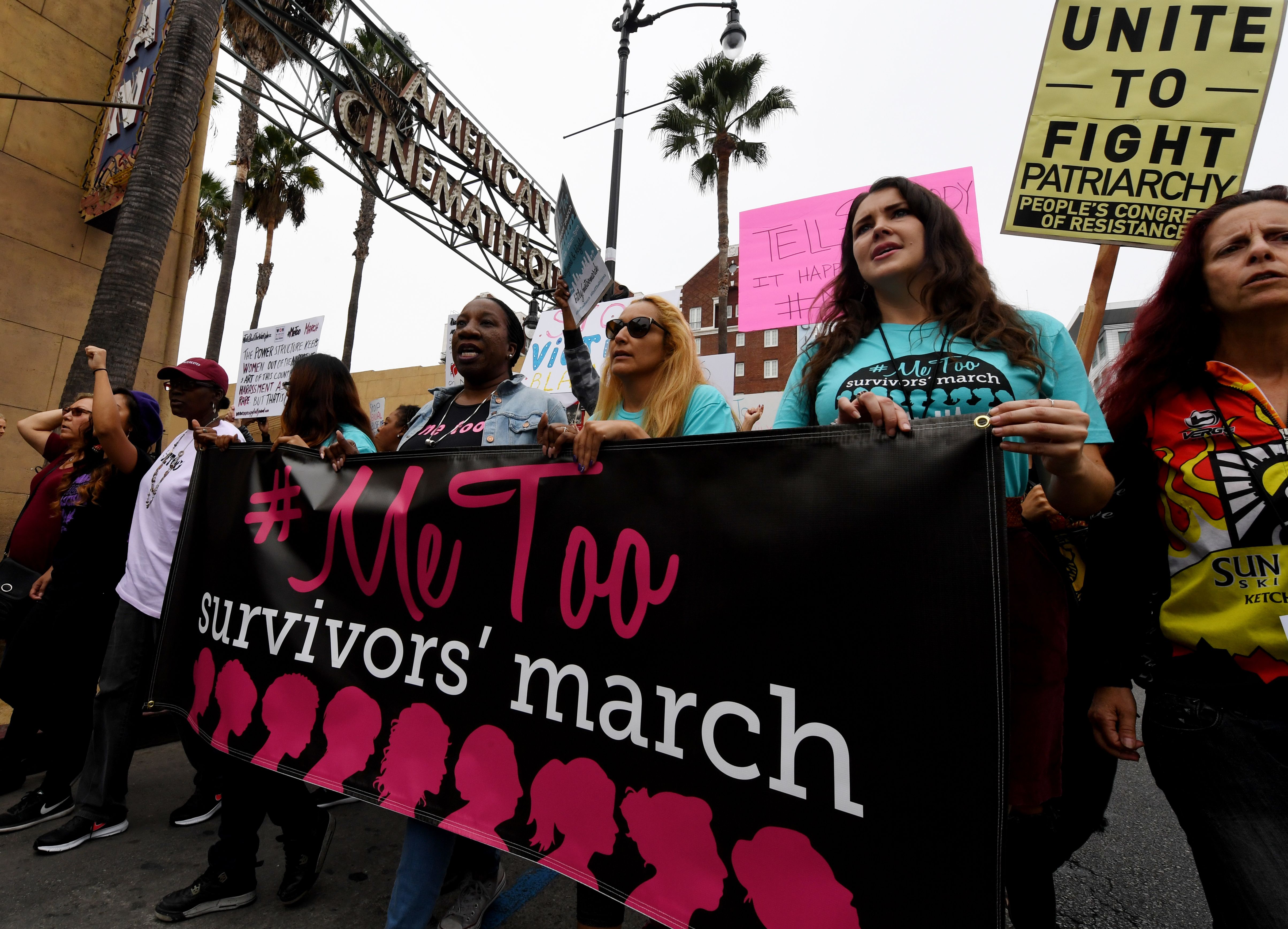 Victims of sexual harassment, sexual assault, sexual abuse, and their supporters protest during a #MeToo march in Hollywood, California, on November 12th, 2017.