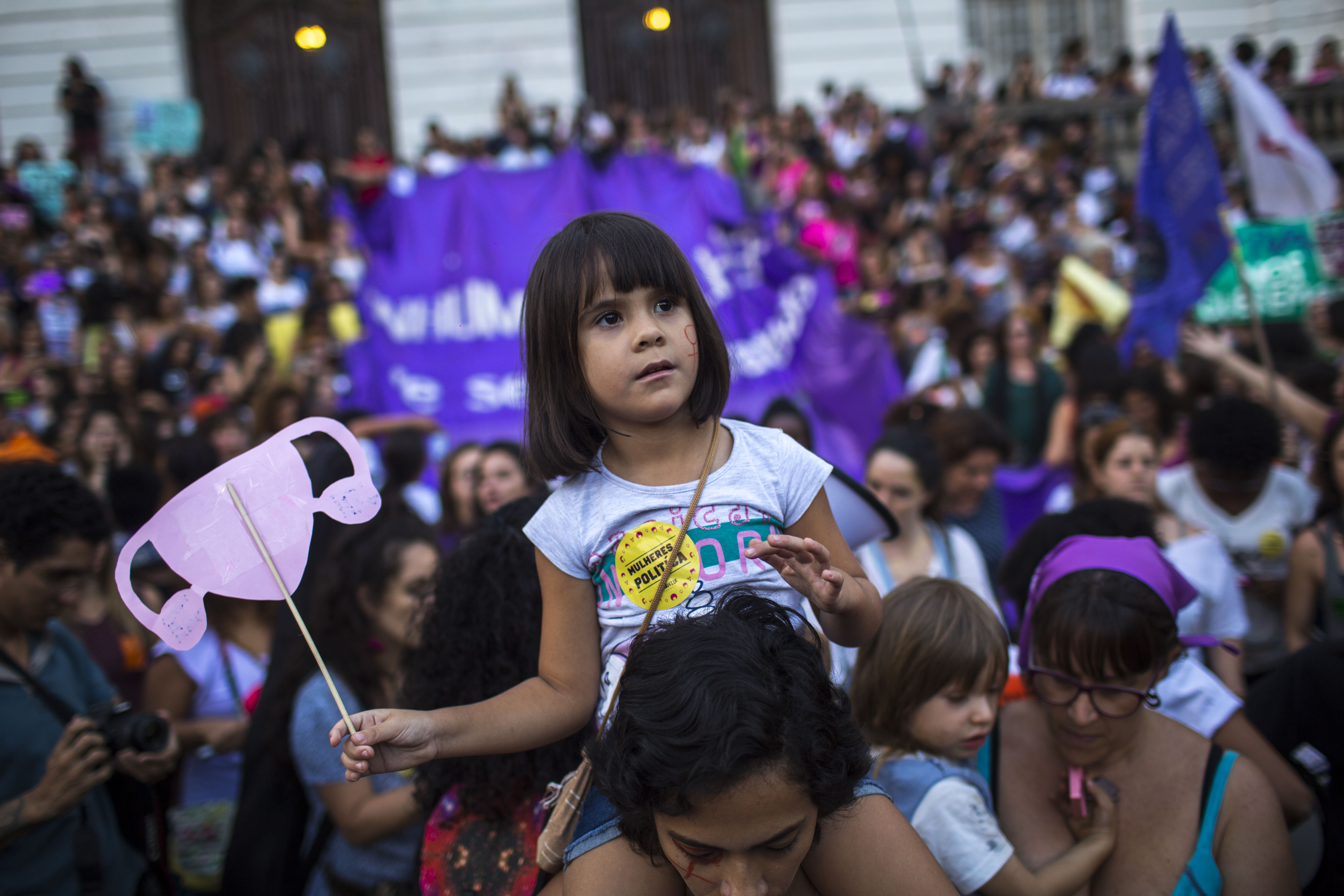 Thousands of Brazilians protest against a controversial bill that aims to cut the right to abortion in Rio de Janeiro, Brazil, on November 13th, 2017. The proposal would ban abortion even in the case of rape or a pregnancy that threatens a woman's life.