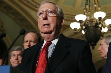 Senate Majority Leader Mitch McConnell speaks to reporters about the Senate Republicans' tax bill at the U.S. Capitol on November 14th, 2017, in Washington, D.C.