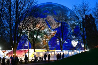 A mock-up of Earth is displayed at Rheinaue Park during the 2017 COP23 climate talks in Bonn, Germany.