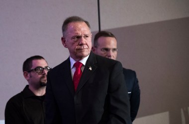 Roy Moore listens to a question during a news conference in Birmingham, Alabama, on November 16th, 2017.