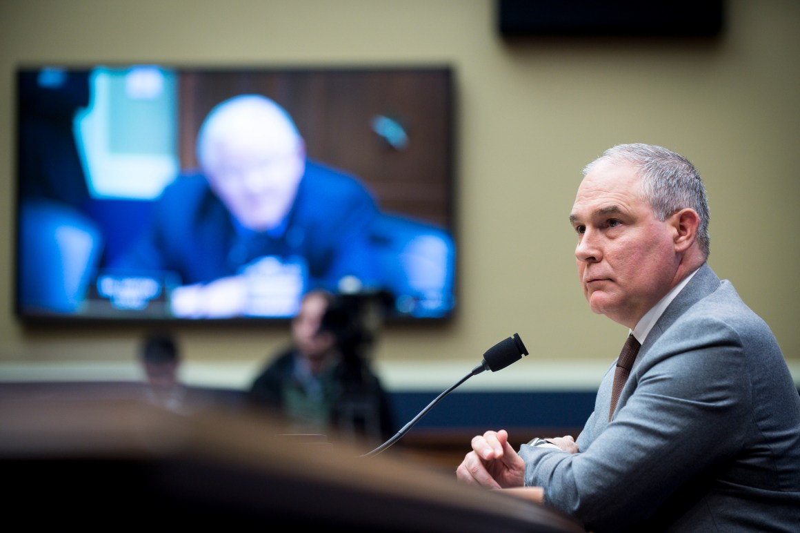 Scott Pruitt testifies before the Senate Committee on Environment and Public Works on December 7th, 2017, in Washington, D.C.