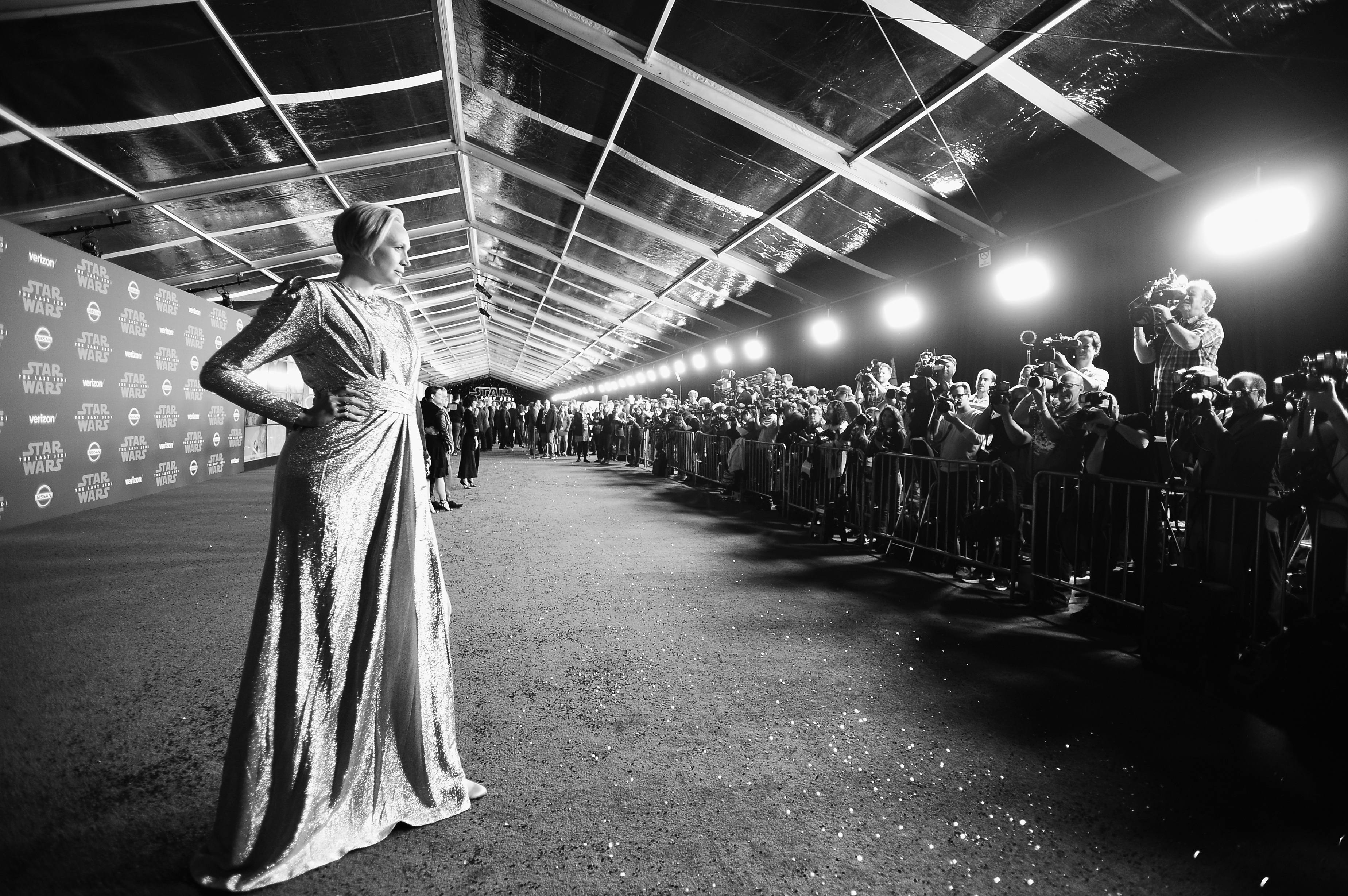 Actor Gwendoline Christie at the world premiere of Lucasfilm's Star Wars: The Last Jedi at The Shrine Auditorium on December 9th, 2017, in Los Angeles, California.