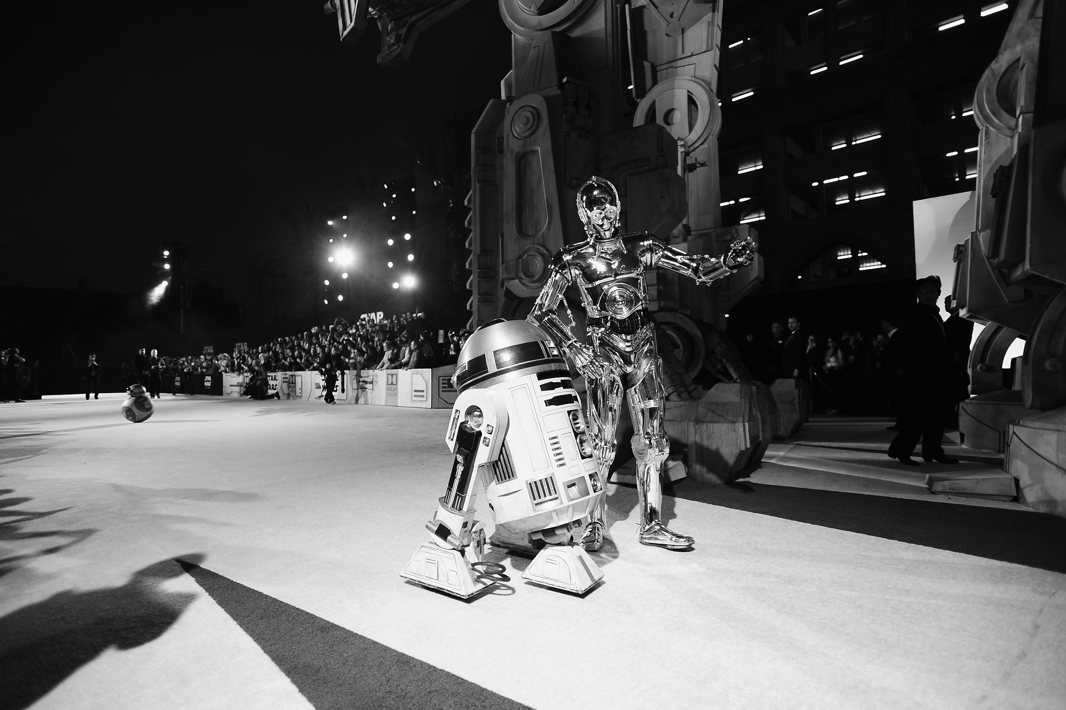 R2-D2 and C-3PO at the world premiere of Lucasfilm's Star Wars: The Last Jedi at The Shrine Auditorium on December 9th, 2017, in Los Angeles, California.