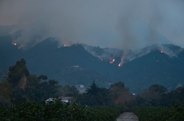 Fires burn across the Romero Canyon hillside in Montecito, California, on December 12th, 2017.