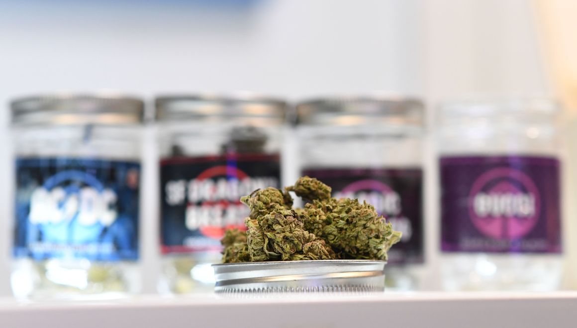 Marijuana is displayed at the Higher Path dispensary in the San Fernando Valley area of Los Angeles, California, on December 27th, 2017.