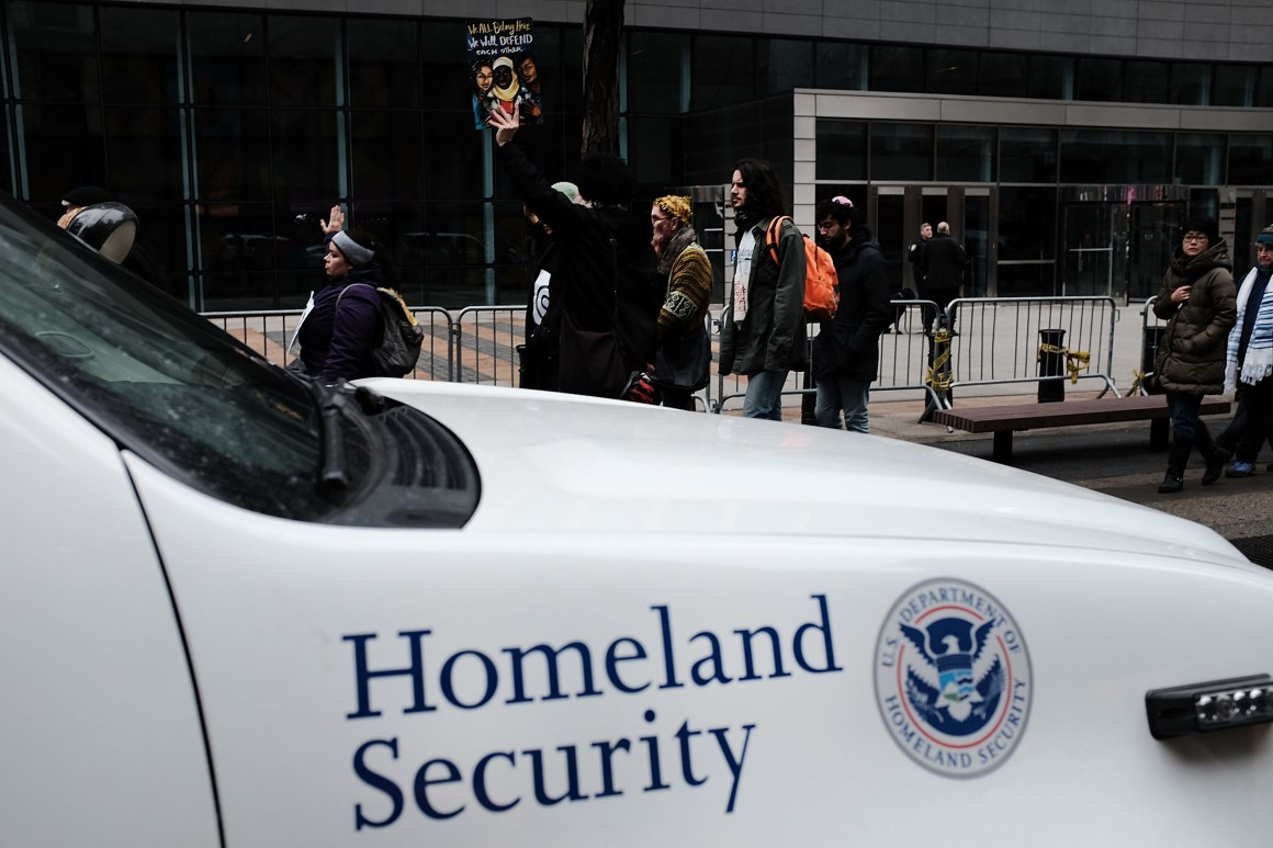 Hundreds of immigration activists, clergy members, and others participate in a protest against President Donald Trump's immigration policies in front of the Federal Building in New York City on January 11th, 2018.