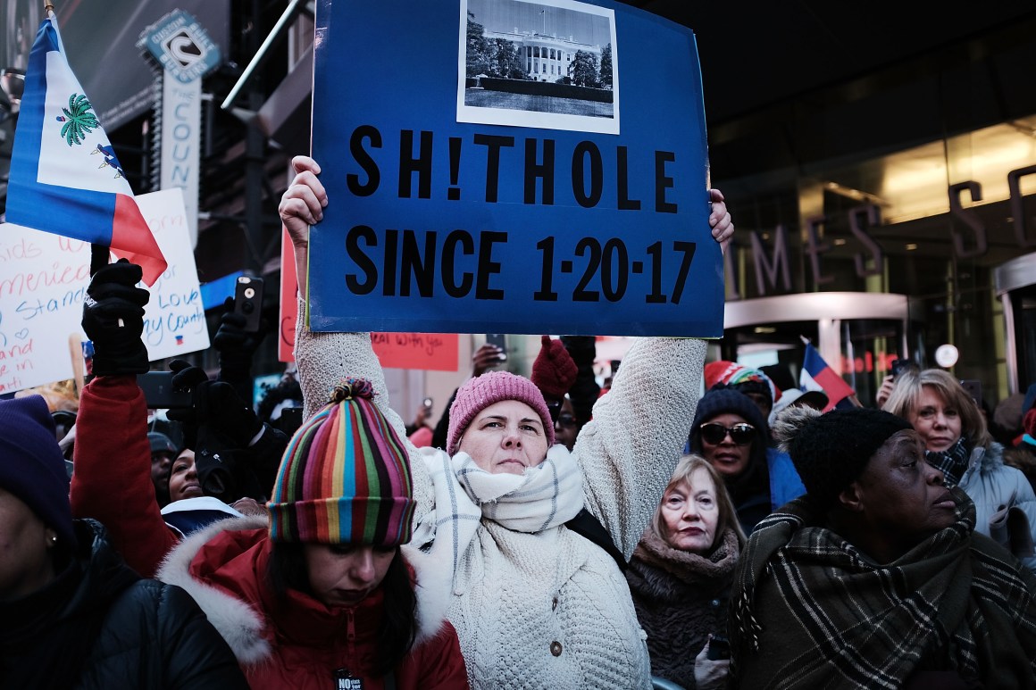 Hundreds of people, many of them Haitian, demonstrated against racism in Times Square on Martin Luther King Day on January 15th, 2018, in New York City. Across the country, activists, politicians, and citizens alike reacted to comments made by President Donald Trump that appeared to denigrate both Haiti and African nations.