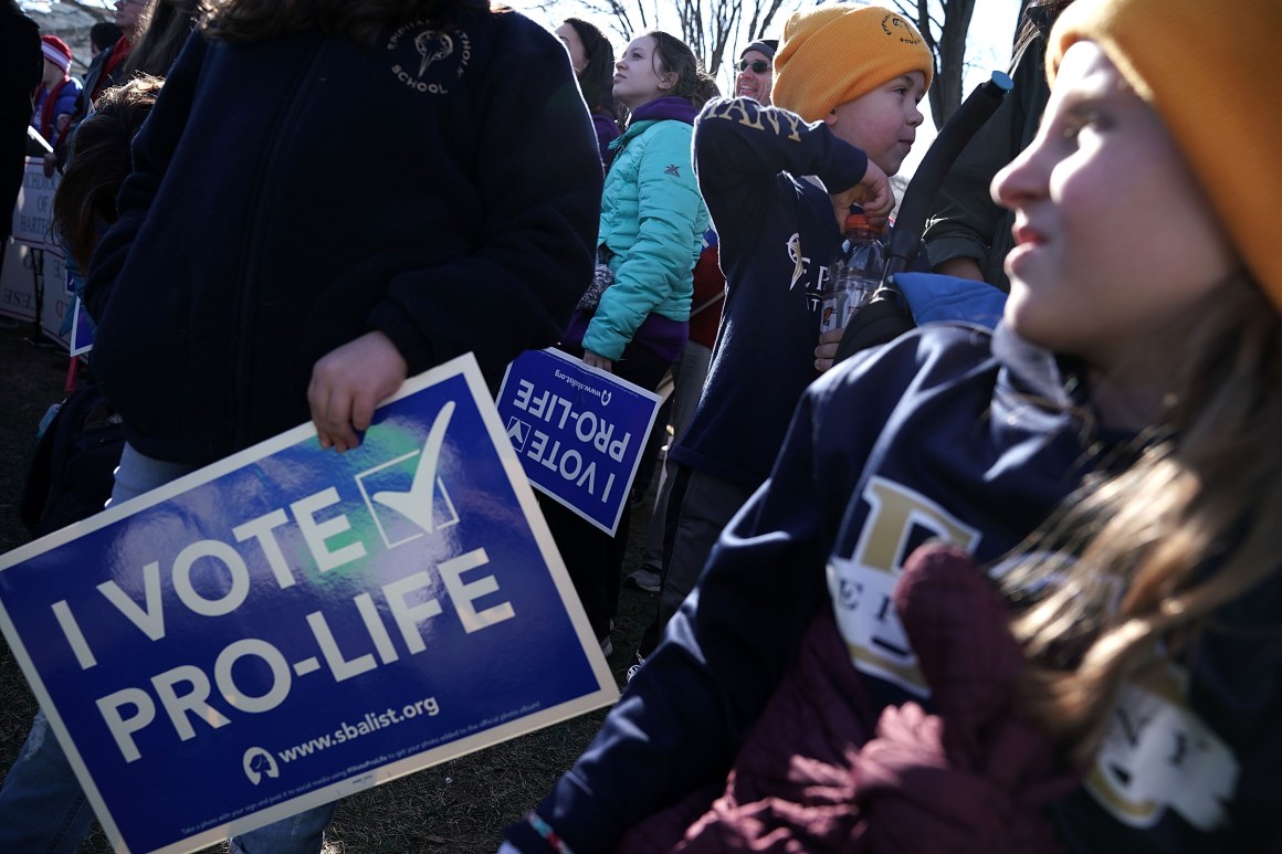 Pro-life activists participate in a rally at the National Mall prior to the 2018 March for Life on January 19th, 2018, in Washington, D.C.