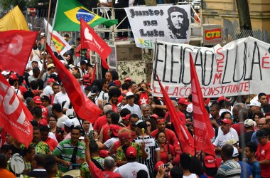 Protesters demonstrate in support of former Brazilian President Luiz Inácio Lula da Silva in Sao Paulo, Brazil, on January 24th, 2018. A Brazilian appeals court upheld the ex-president's conviction for corruption, effectively ending his hopes of re-election this year.