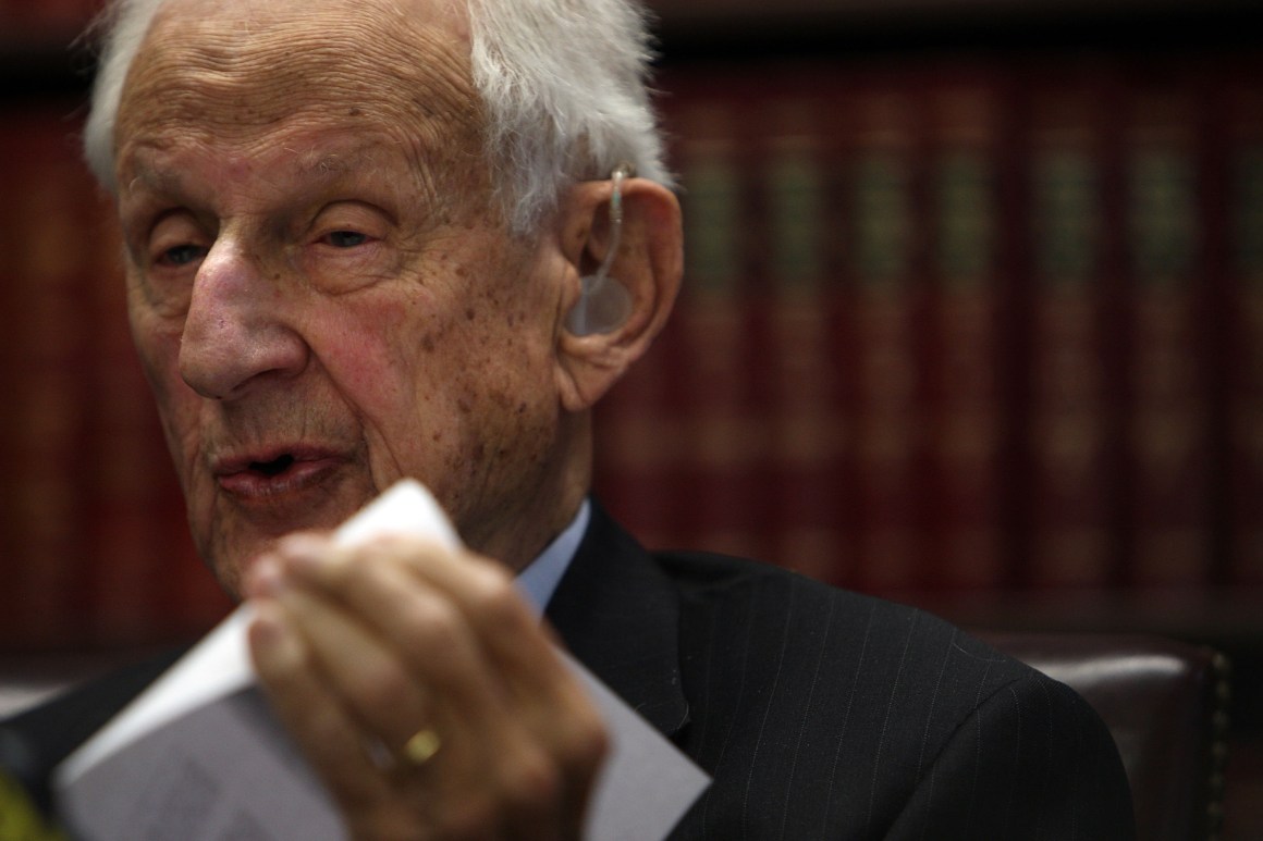 Then-Manhattan District Attorney Robert Morgenthau pictured on October 2nd, 2009, in New York City.