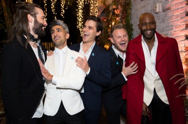 Jonathan Van Ness, Tan France, Antoni Porowski, Bobby Berk, and Karamo Brown attend the after party for the premiere of Netflix's Queer Eye on February 7th, 2018, in West Hollywood, California.