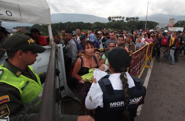 Venezuelan citizens cross the Simon Bolivar international bridge from San Antonio del Tachira in Venezuela to Norte de Santander province of Colombia on February 10th, 2018.