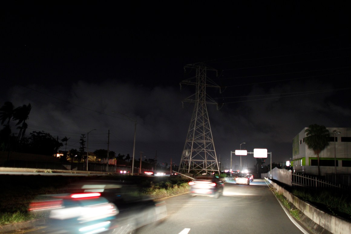 Ambulances are seen at the entrance of an electric substation after an explosion and fire was reported and caused a black out in parts of San Juan, on February 11th, 2018.