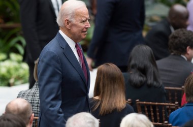 Vice President Joe Biden arrives for the unveiling of the portraits of President Barack Obama and First Lady Michelle Obama at the Smithsonian's National Portrait Gallery in Washington, D.C., on February 12th, 2018.