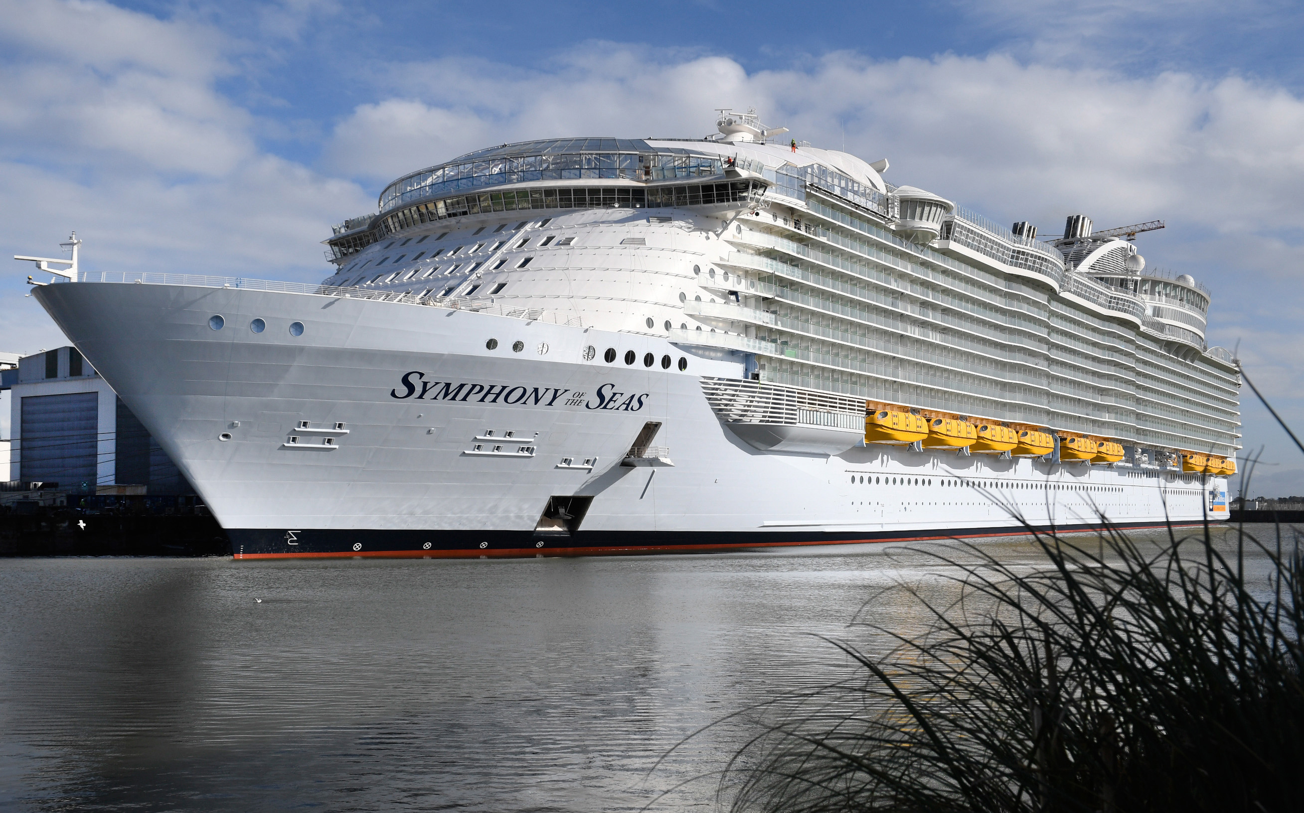 Royal Caribbean's new Oasis-class cruise ship, Symphony of the Seas, the largest passenger ship ever to be constructed by gross tonnage and built by French shipyard STX, is pictured on February 13th, 2018, in the port of Saint-Nazaire, France.