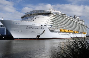 Royal Caribbean's new Oasis-class cruise ship, Symphony of the Seas, the largest passenger ship ever to be constructed by gross tonnage and built by French shipyard STX, is pictured on February 13th, 2018, in the port of Saint-Nazaire, France.