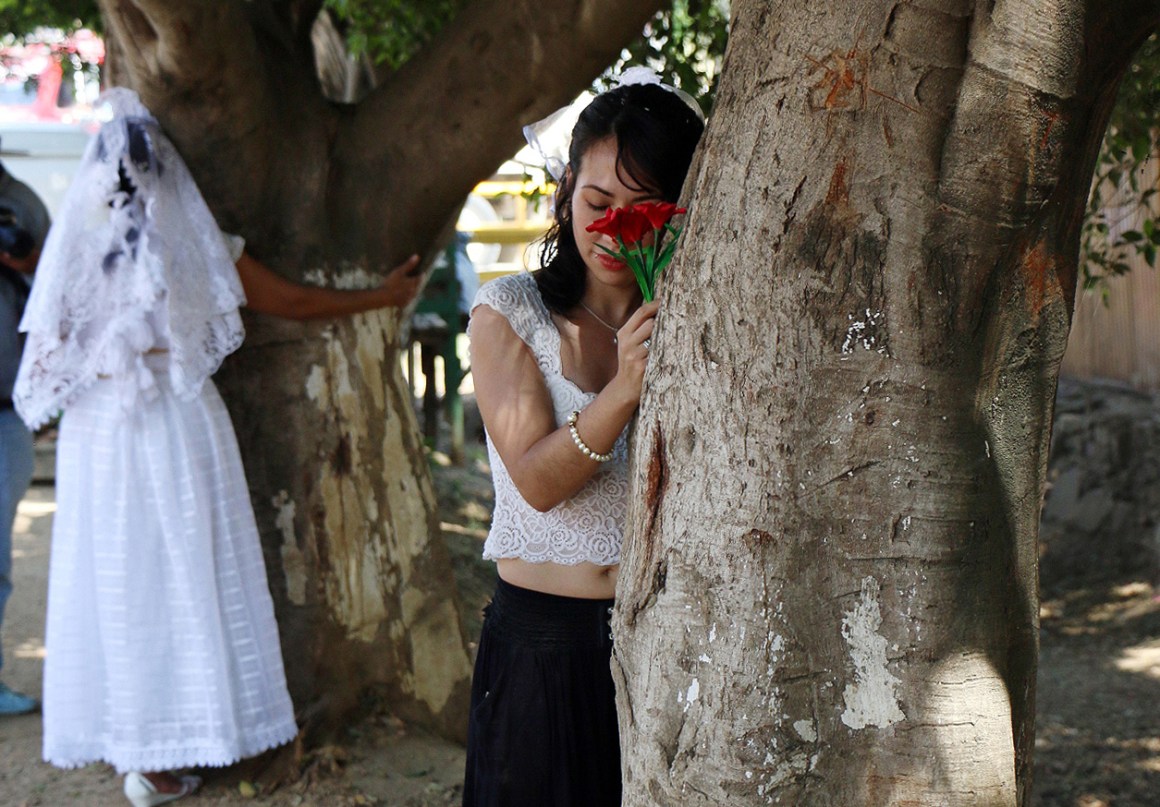 Environmental activists hug trees in Oaxaca State, Mexico, on February 25th, 2018.