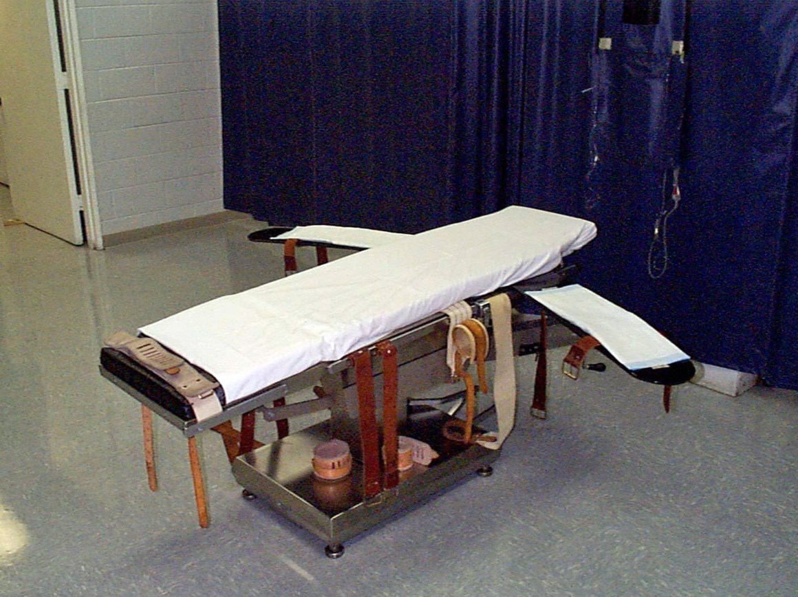 An undated handout photo from the Virginia Department of Corrections shows a gurney for lethal injection at the Greensville Correctional Center in Jarratt, Virginia.