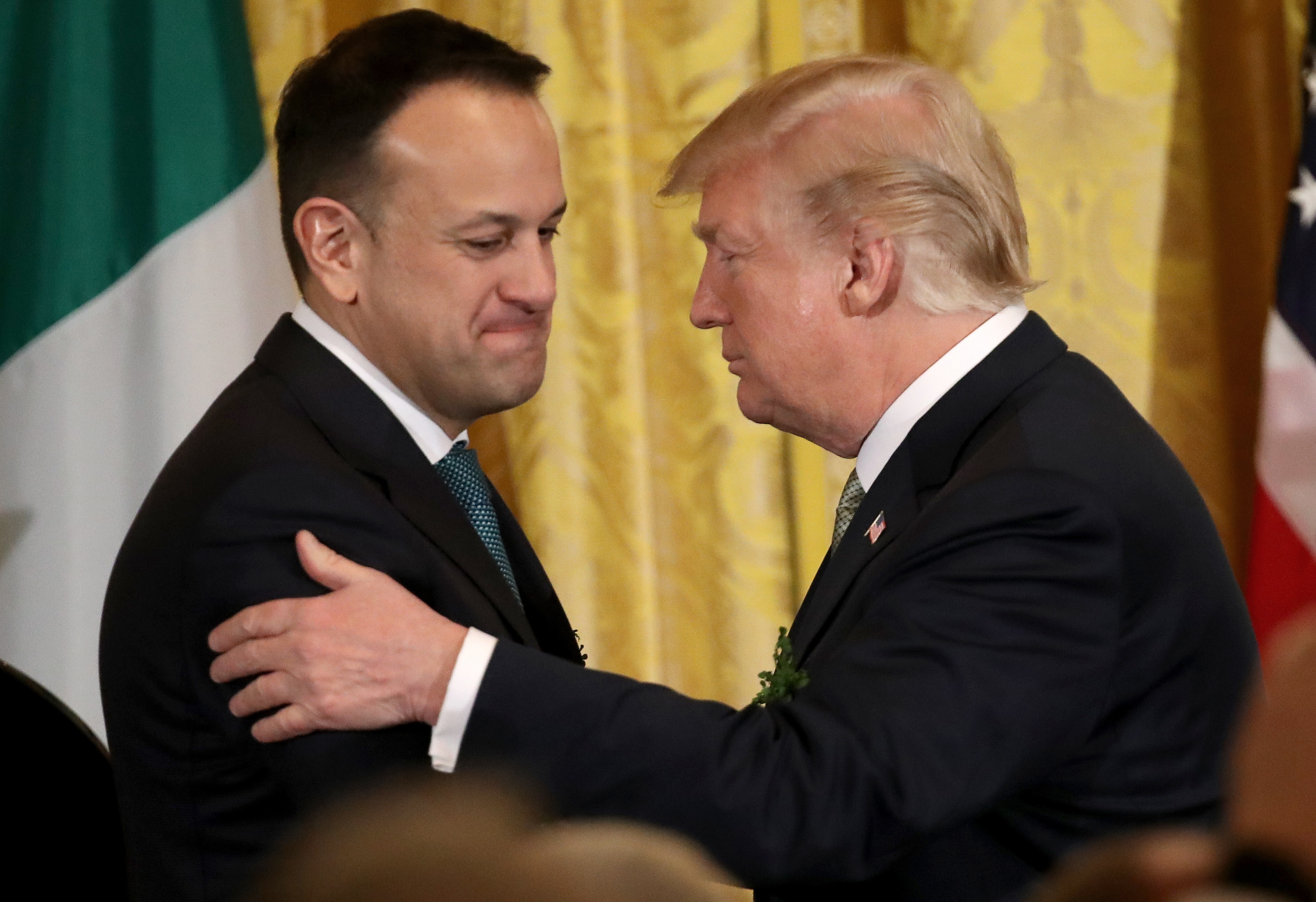 President Donald Trump embraces Irish Prime Minister Leo Varadkar at the White House on March 15th, 2018, in Washington, D.C.