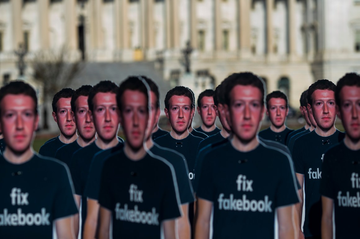 One hundred life-sized cutouts of Facebook executive Mark Zuckerberg sit on the lawn of the United States Capitol on April 10th, 2018, in Washington, D.C.