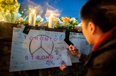 A vigil in Toronto, Canada after a deadly street van attack by suspect 25-year-old Alek Minassian