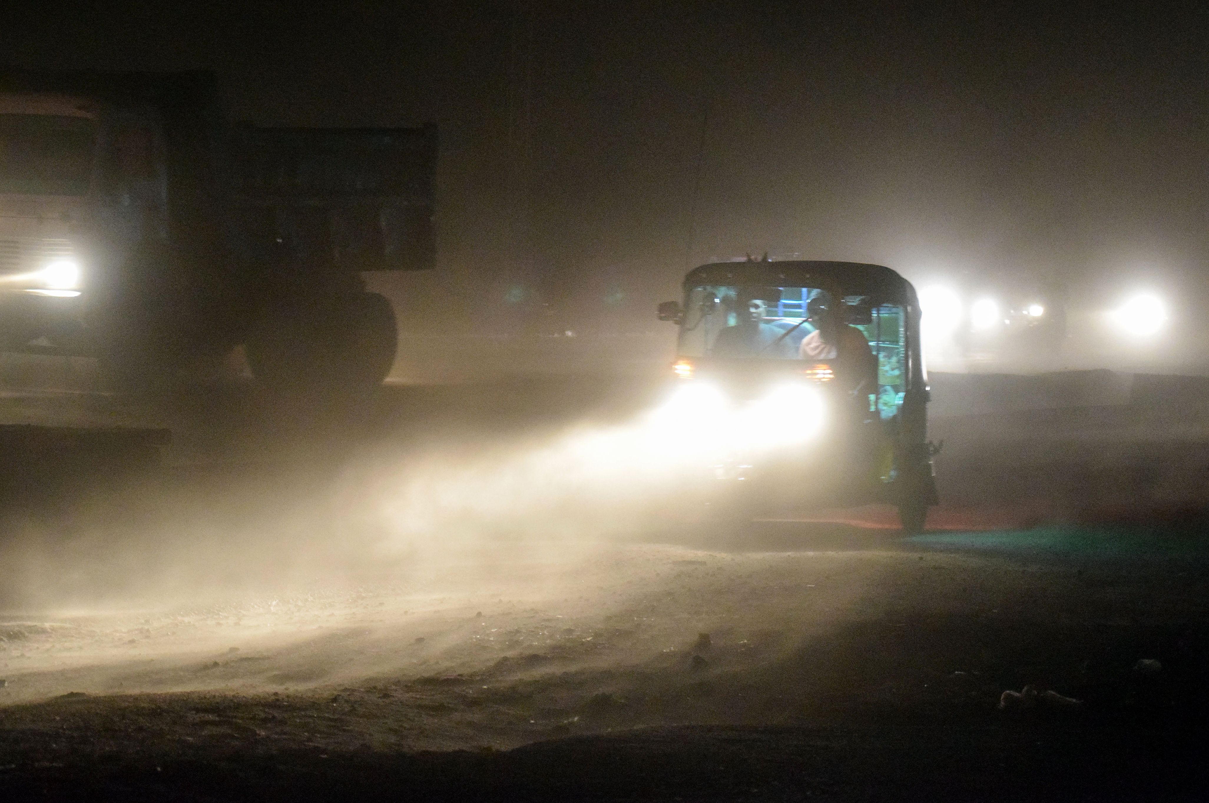 An auto rickshaw on a road during a dust storm in Mathura, in India's northern Uttar Pradesh state, on May 2nd, 2018.