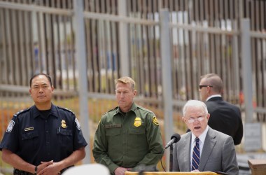 Attorney General Jeff Sessions addresses the media during a press conference at Border Field State Park on May 7th, 2018, in San Ysidro, California.