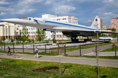 A picture taken on May 15th, 2018, shows the Russian supersonic plane Tu-144 on display in the city of Kazan. A similar plane, the Tupolev Tu-144, was the first of only two supersonic transport aircraft to ever enter commercial service, beating the Concorde by two months. The prototype first flew 50 years ago today, on December 31st, 1968, near Moscow.