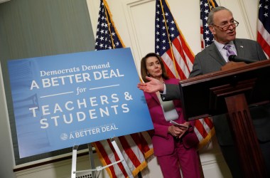 Senate Minority Leader Chuck Schumer and House Minority Leader Nancy Pelosi speak at a news conference at the U.S. Capitol on May 22nd, 2018, in Washington, D.C.