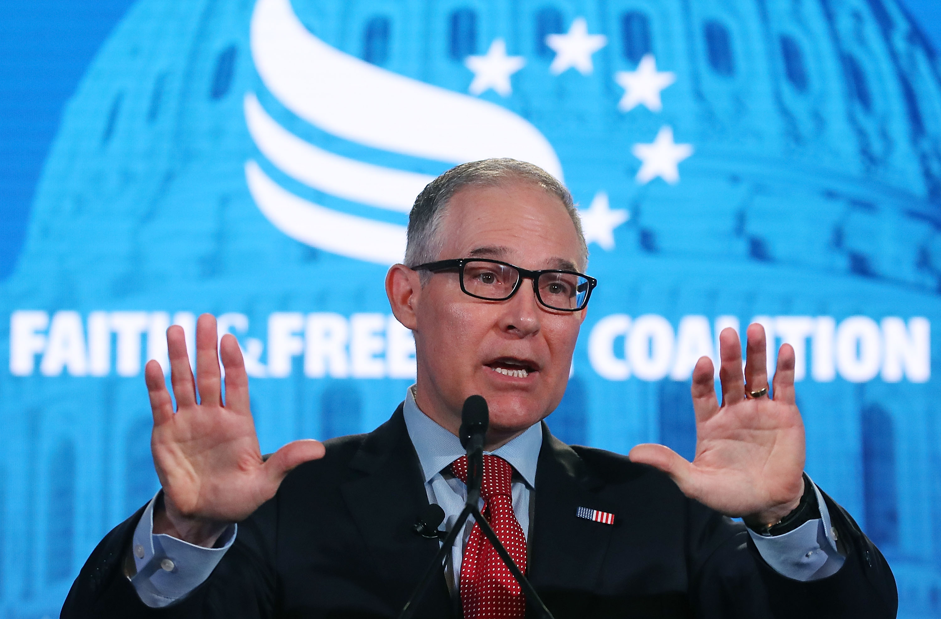 Then-EPA Administrator Scott Pruitt speaks at the Faith and Freedom Coalition Road to Majority Conference on June 8th, 2018, in Washington, D.C. Pruitt eventually stepped down after facing multiple ethics scandals from his actions at the agency.