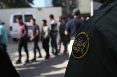 Undocumented immigrants leave a U.S. federal court in shackles on June 11th, 2018, in McAllen, Texas.