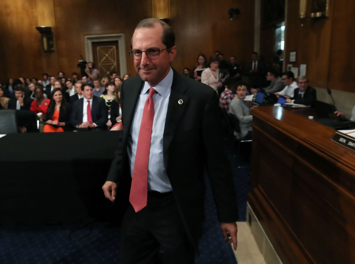 HHS Secretary Alex Azar before the Senate Health, Education, Labor and Pensions Committee, on Capitol Hill