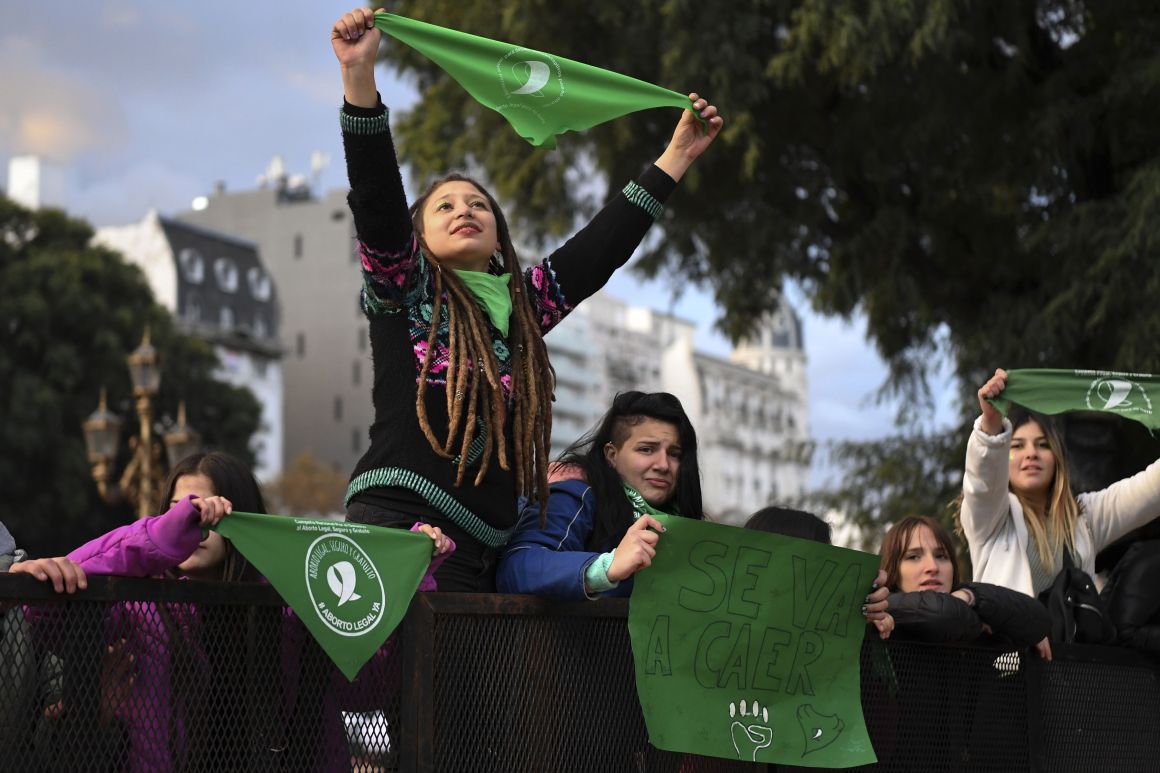 Pro-choice activists demonstrate outside the Argentine Congress in Buenos Aires, on June 13th, 2018, calling for the approval of a bill that would legalize abortion. Lawmakers in traditionally conservative Argentina began a key session on Wednesday ahead of a divisive vote.