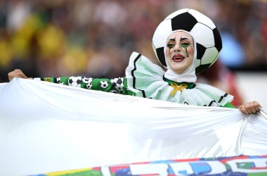 A dancer looks on during the opening ceremony prior to the 2018 FIFA World Cup Russia Group A match between Russia and Saudi Arabia at Luzhniki Stadium on June 14th, 2018, in Moscow, Russia.