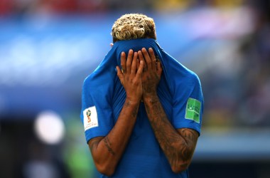 Neymar Jr. of Brazil reacts during the 2018 FIFA World Cup Russia group E match between Brazil and Costa Rica.