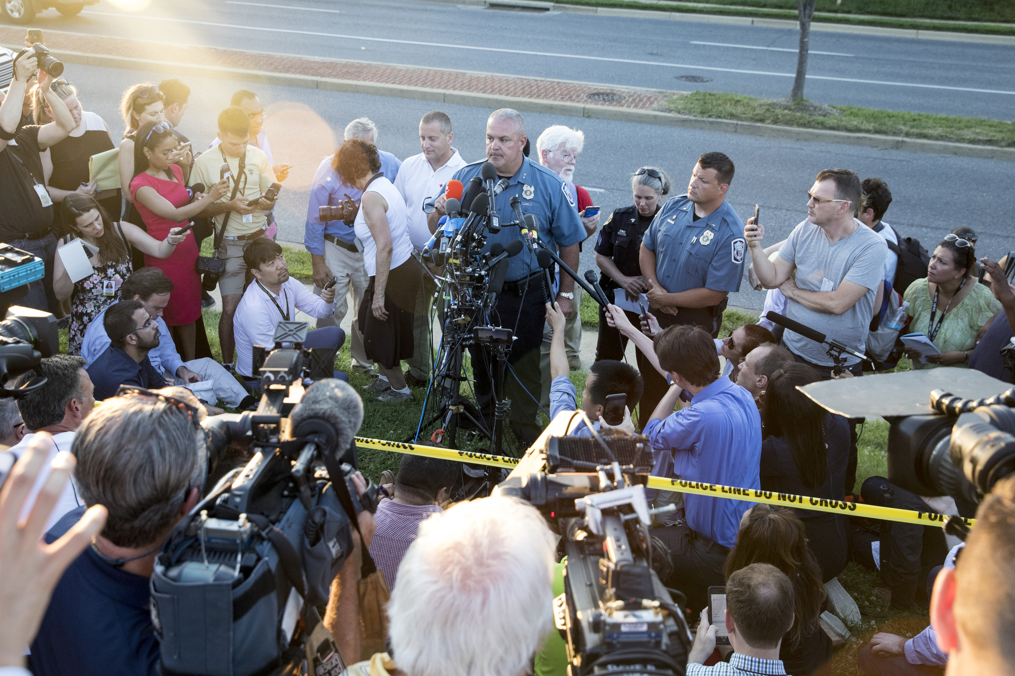 Acting chief of police William Krampf speaks at a press conference about the Capital Gazette shooting on June 28th, 2018, in Annapolis, Maryland.