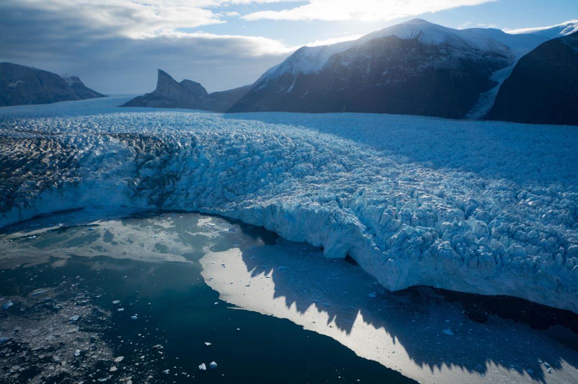 The terminus of Kangerlugssuup Sermerssua glacier in west Greenland.