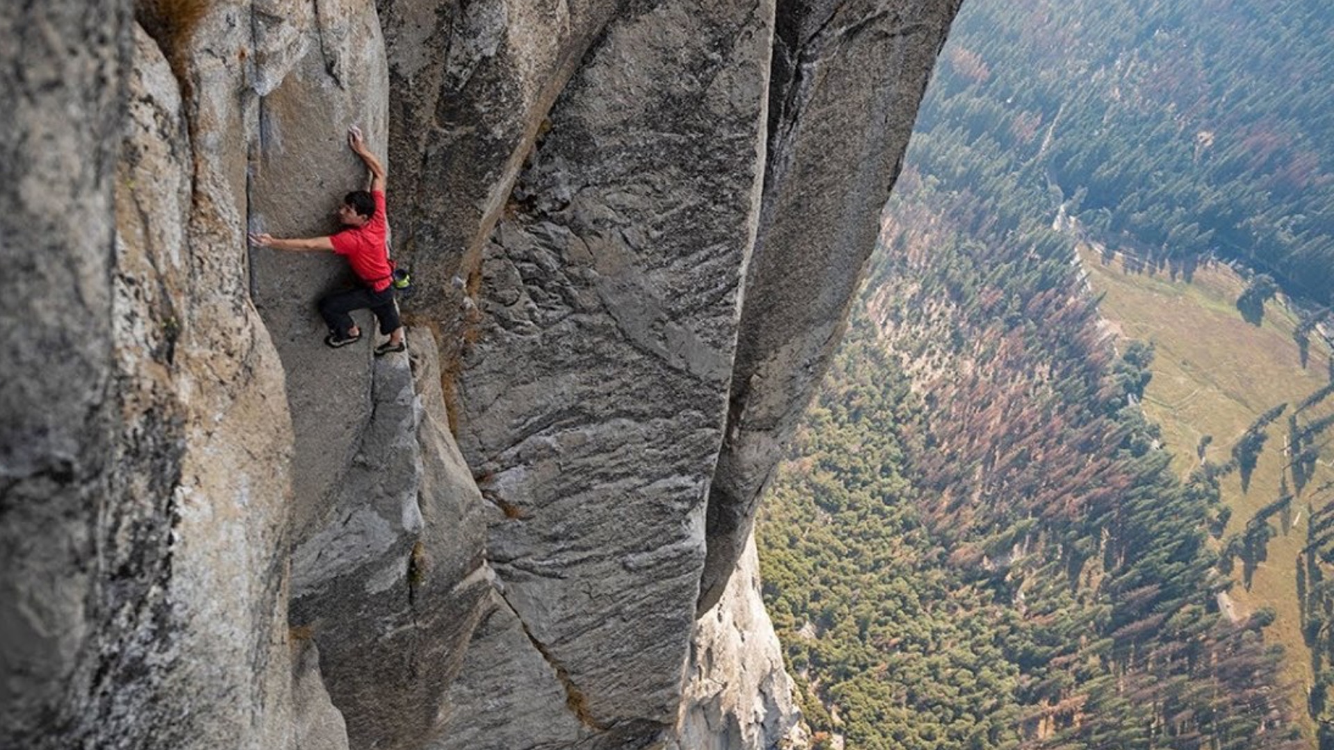 Alex Honnold climbing El Capitan in Yosemite National Park in National Geographic's Oscar-winning documentary Free Solo.