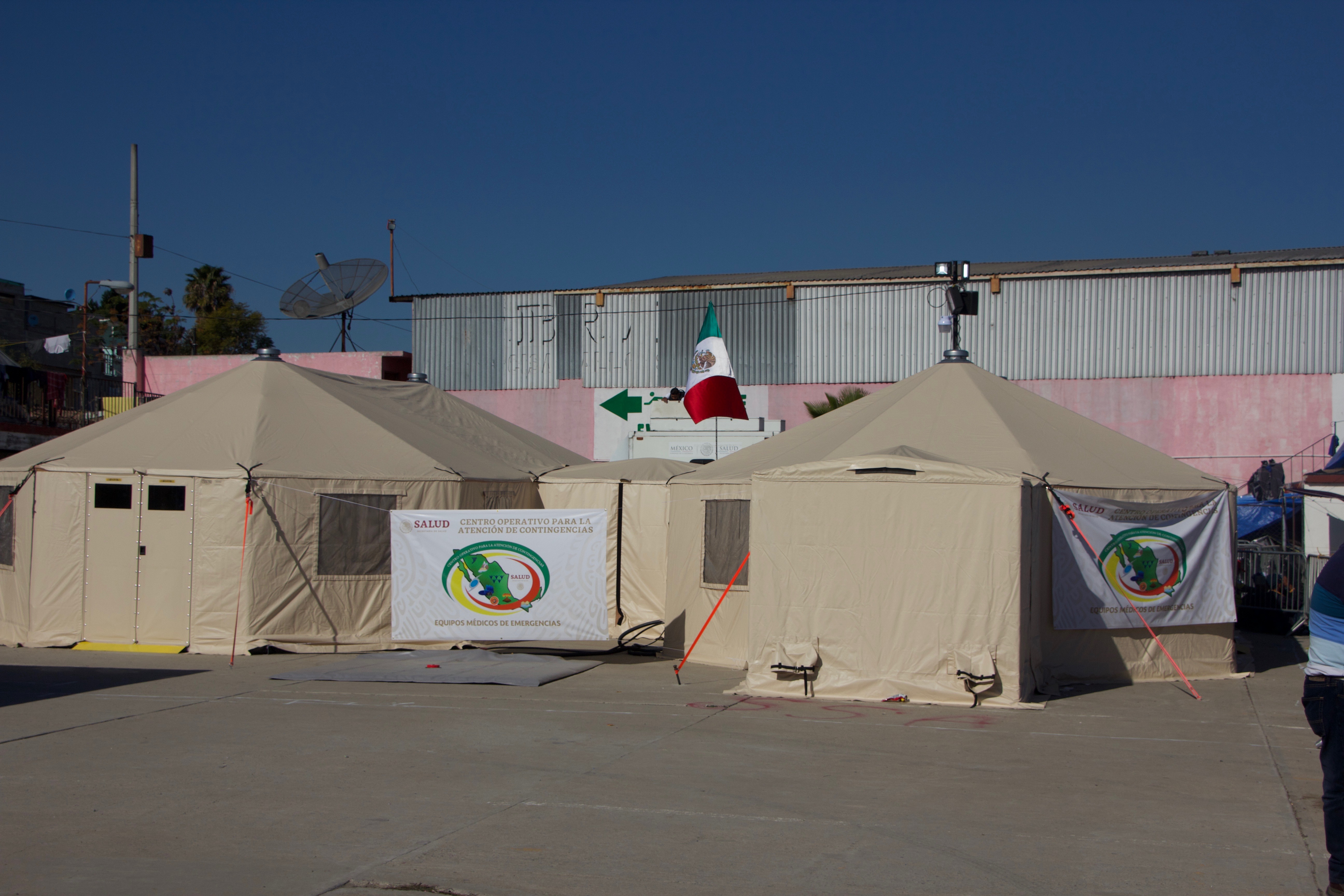 The Mexican government operates a field hospital inside of El Barretal.